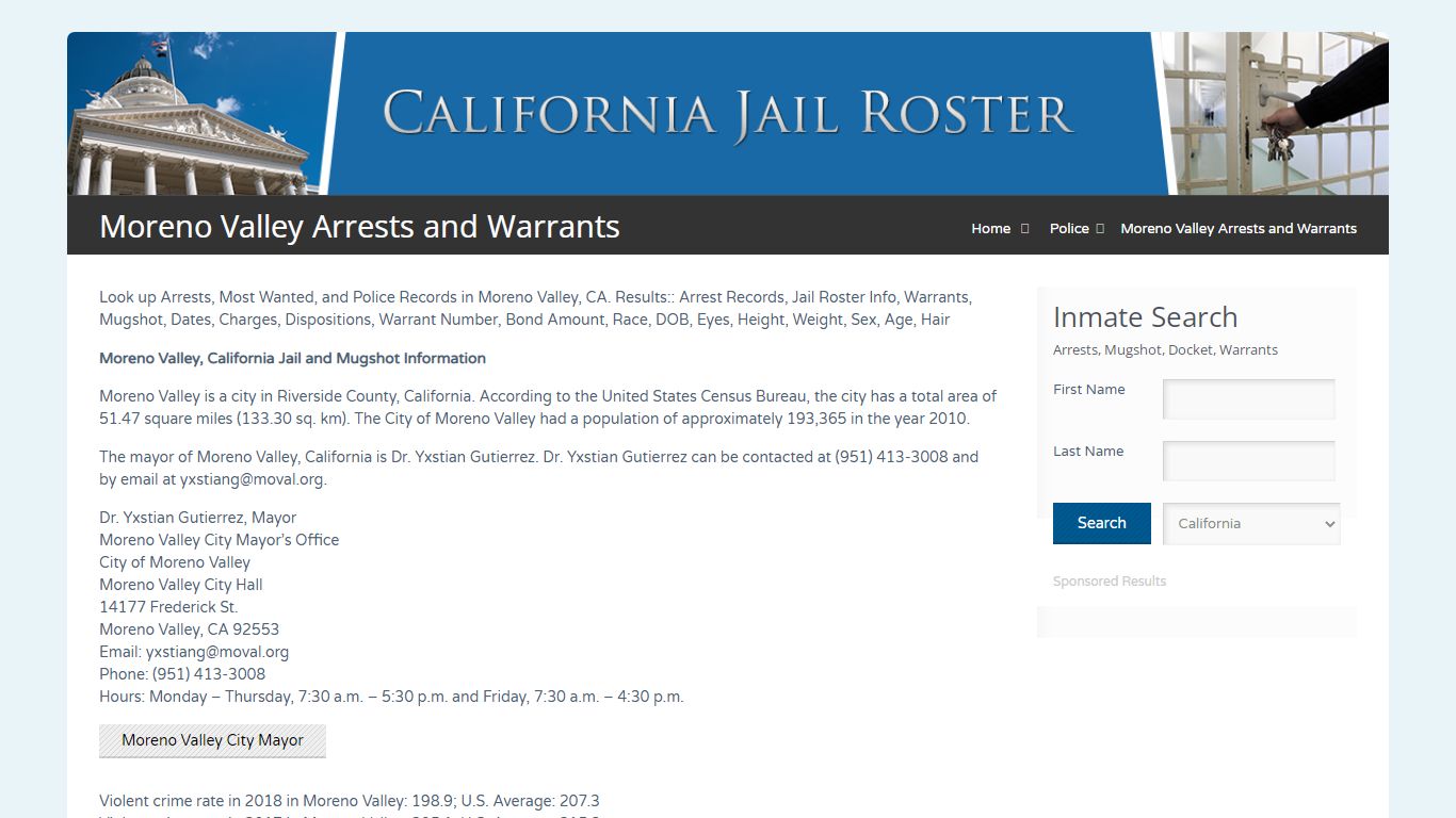 Moreno Valley Arrests and Warrants | Jail Roster Search